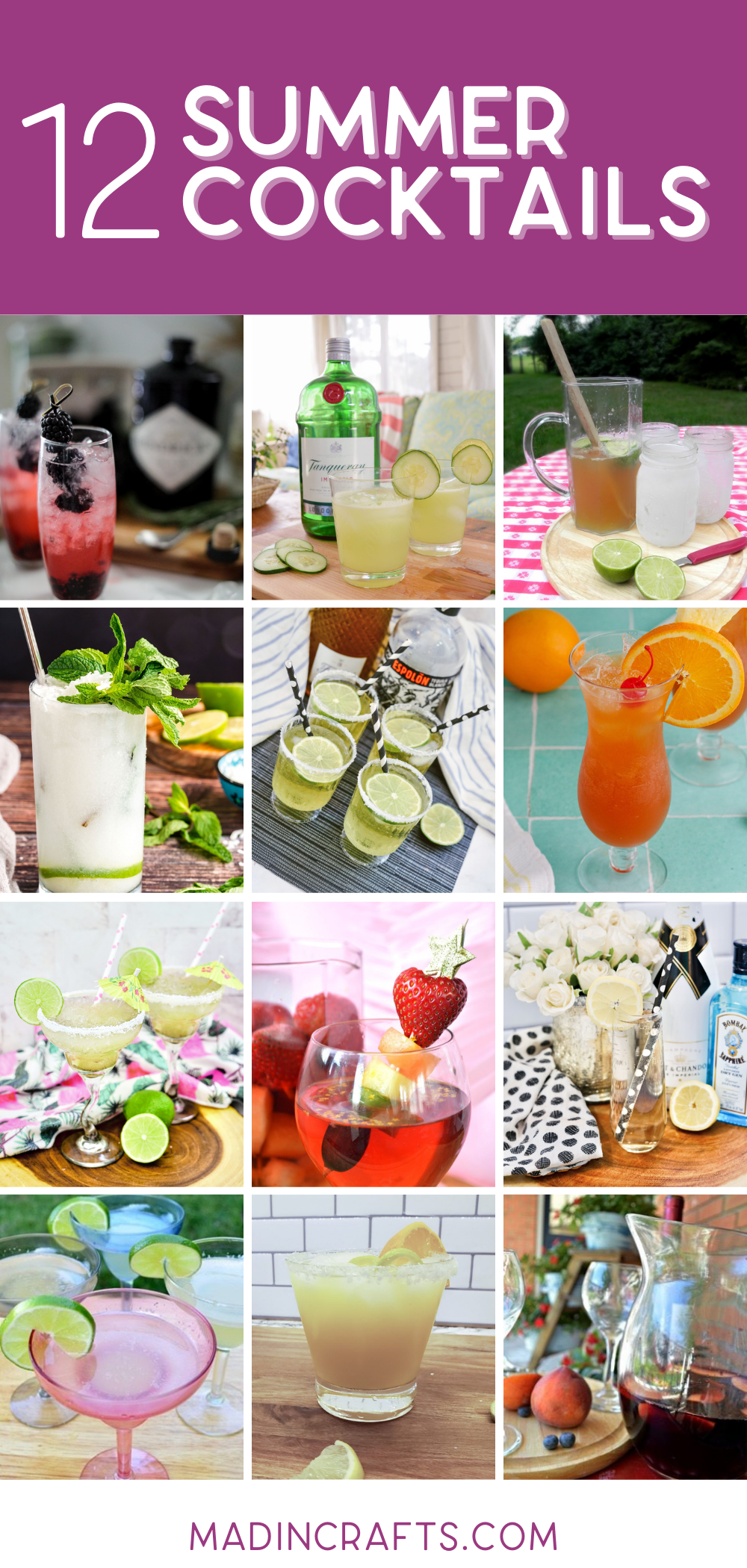 collage of summer cocktails