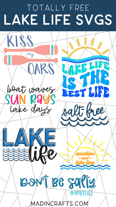 collage of lake life svgs
