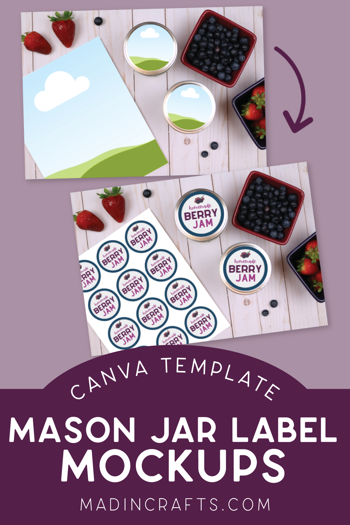 graphic showing a mason jar lid printable in a Canva mockup