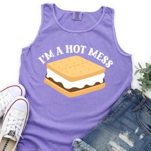 Purple tan with I'm a Hot Mess design