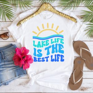 White shirt with Lake Life is the Best Life SVG