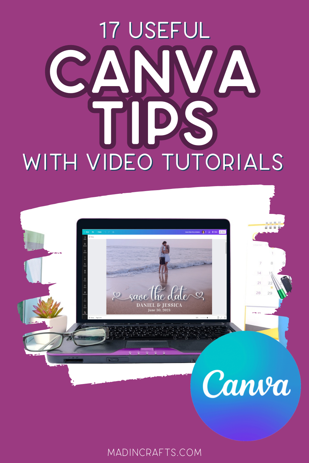 Graphic that reads: 17 Useful Canva Tips with Video Tutorials
