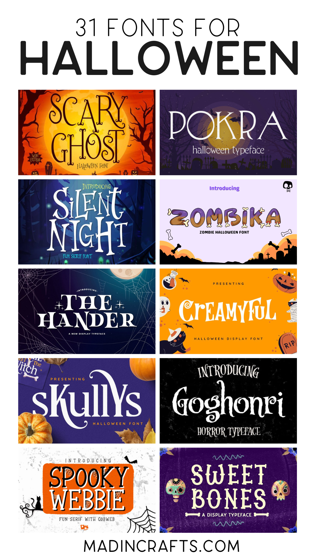 collage of Halloween fonts