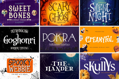 collage of Halloween fonts