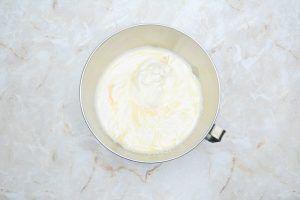 mixing bowl of stabilized whipped cream