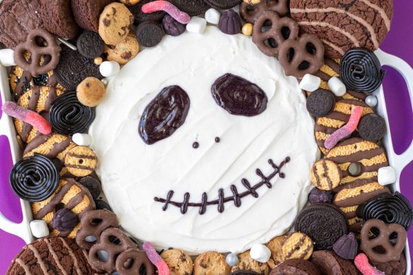 Closeup of Finished Jack Skellington frosting board