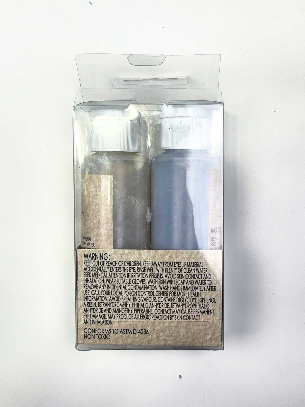 detail of dollar store resin package