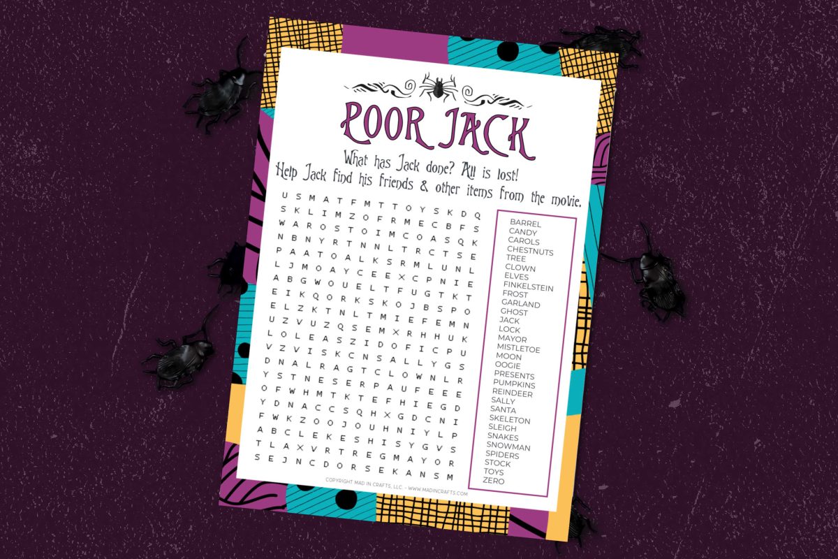 FREE NIGHTMARE BEFORE CHRISTMAS WORD SEARCH Halloween Mad in Crafts