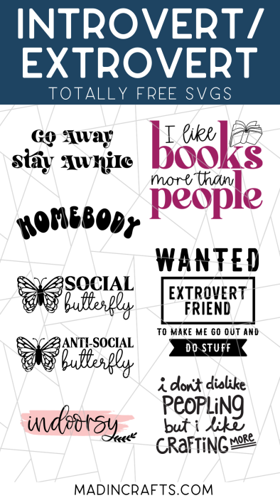 collage of introvert and extrovert svgs