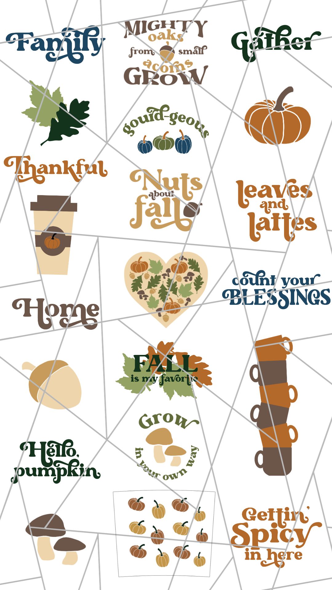 collage of fall svgs