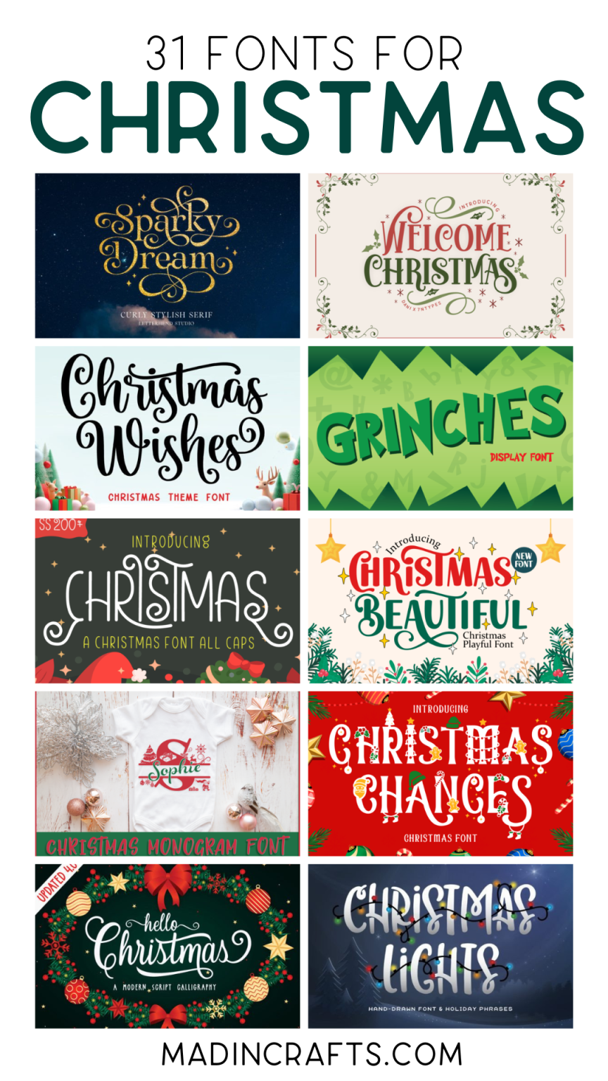 31 FESTIVE FONTS FOR CHRISTMAS Crafts Mad in Crafts