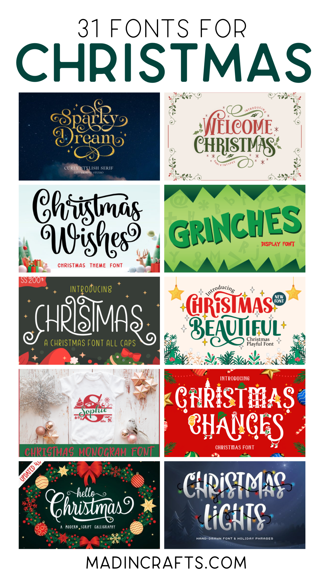collage of christmas fonts