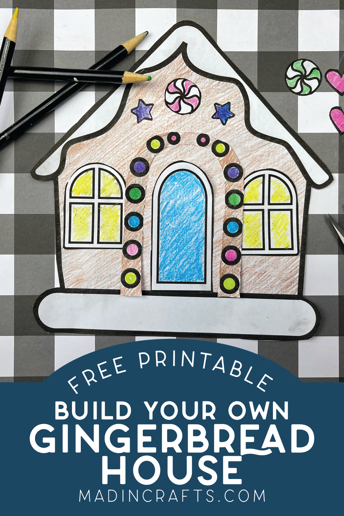 Colored printable gingerbread house
