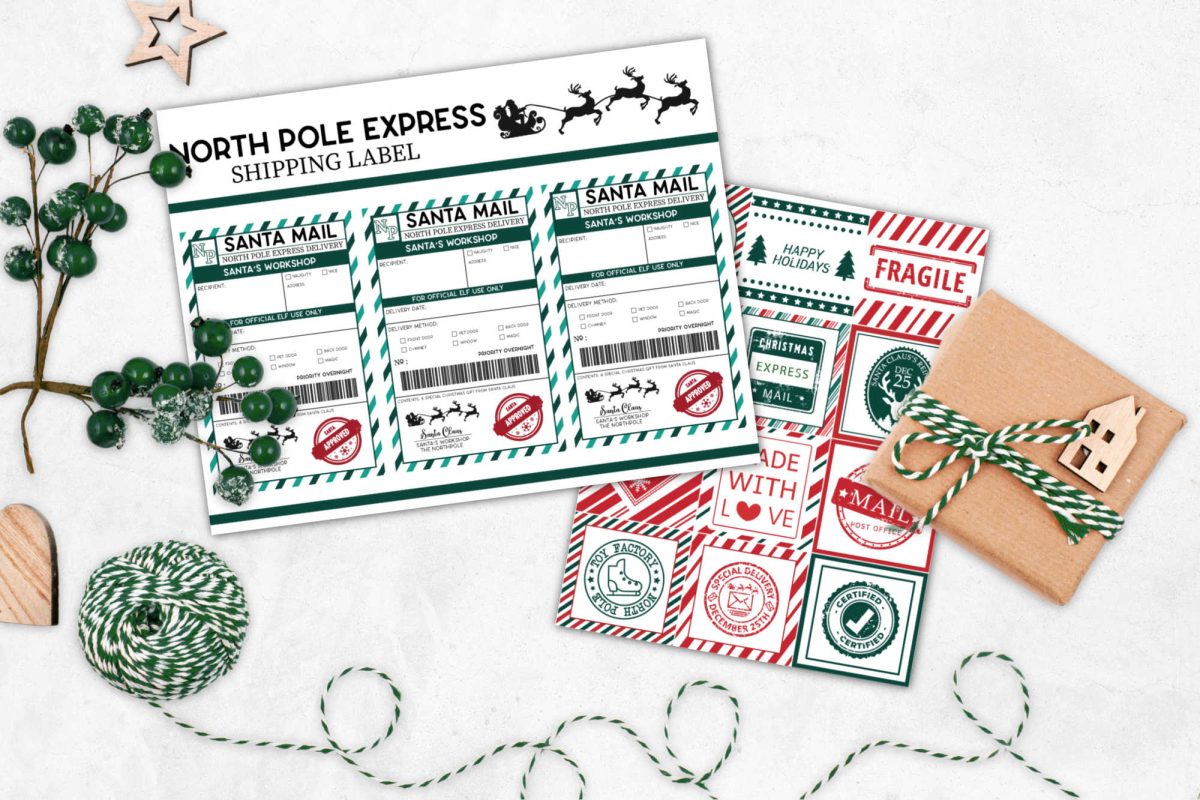 North Pole Shipping Label printables