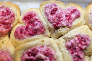 freshly baked heart shaped pastries