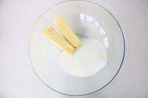 butter and sugar in a glass bowl