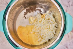 cheesy potato ingredients in an instant pot