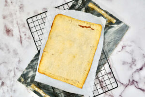 baked giant pop tart on a cutting board