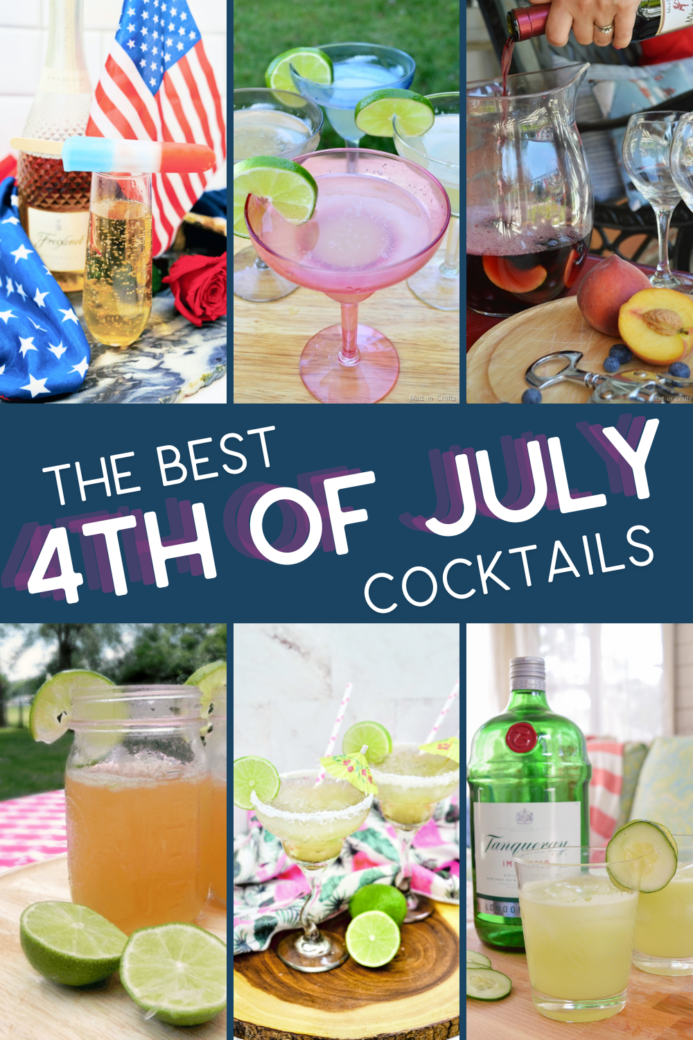 collage of cocktail recipes for Independence Day