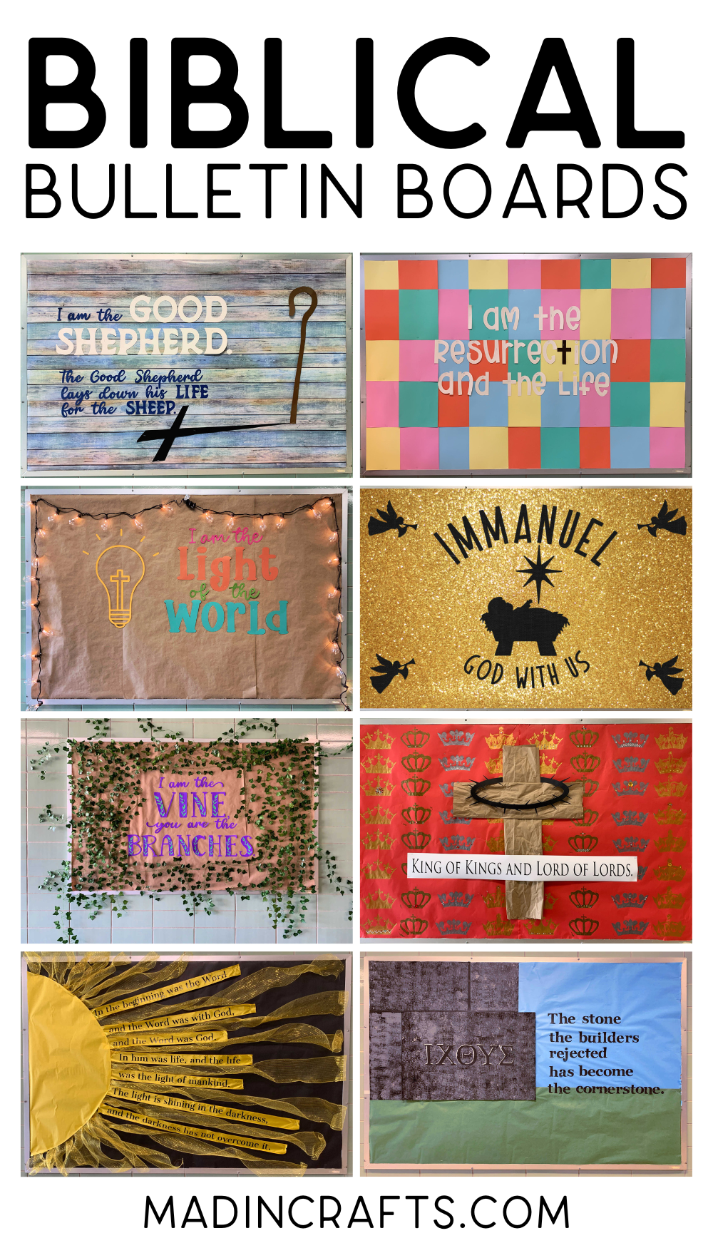 collage of bible based bulletin board designs