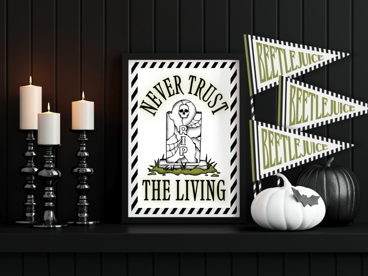 framed Beetlejuice printable near halloween decor