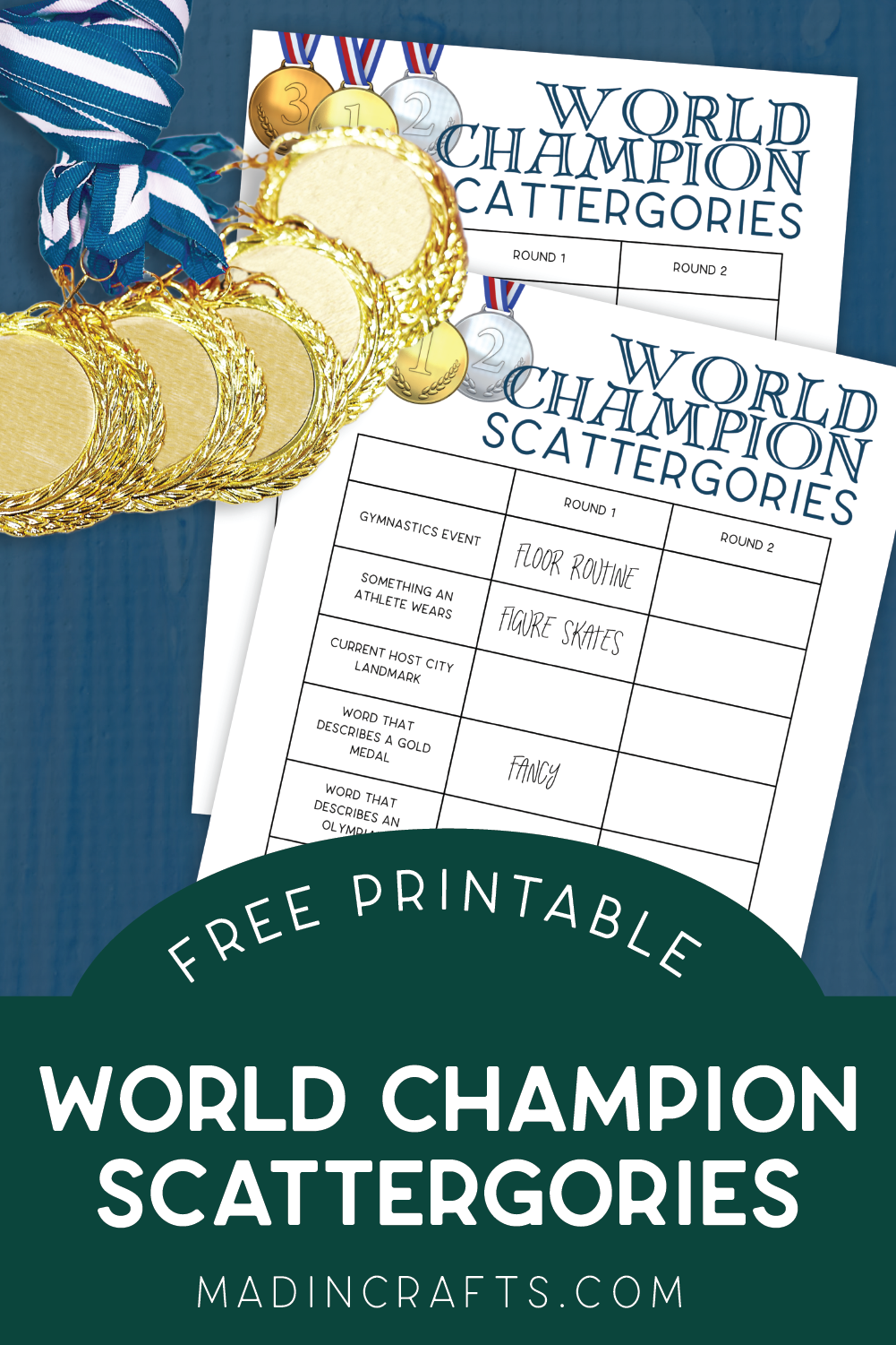 two printable olympic scattergories games