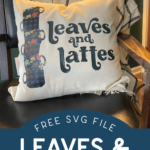 Leaves and Lattes SVG design on a throw pillow