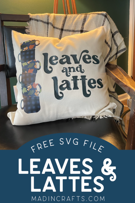 Leaves and Lattes SVG design on a throw pillow