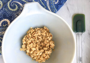 mixing bowl of apple crisp topping