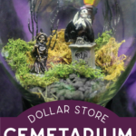 halloween gravestone terrarium with dollar store miniatures