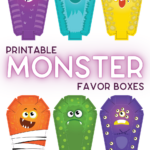 collage of monster favor box designs