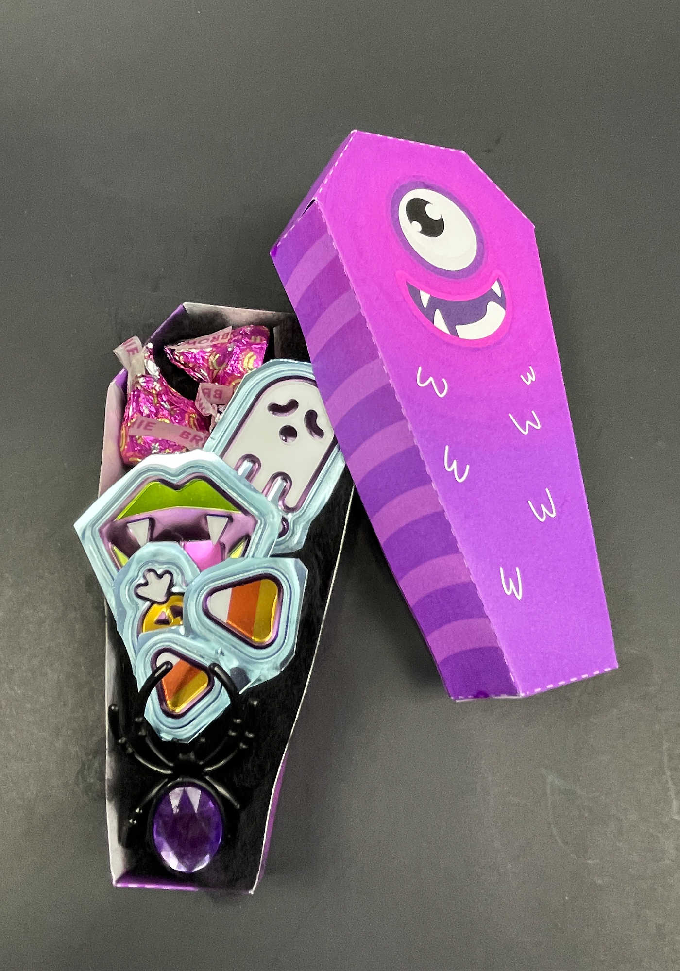 coffin shaped printable monster favor box