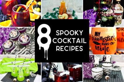 collage of Halloween cocktails