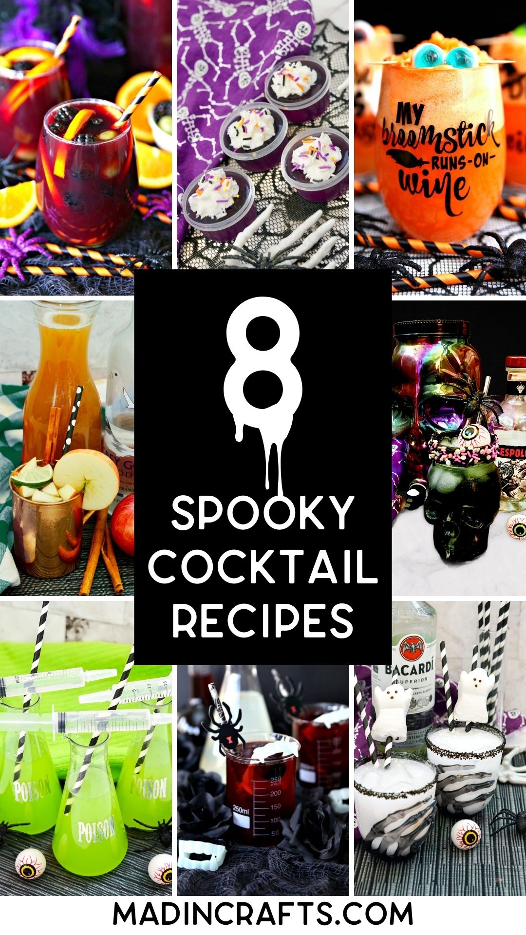 collage of Halloween cocktails