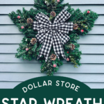 dollar store star wreath on the side of a house