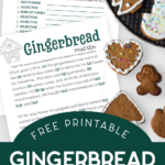 gingerbread themed printables near gingerbread cookies