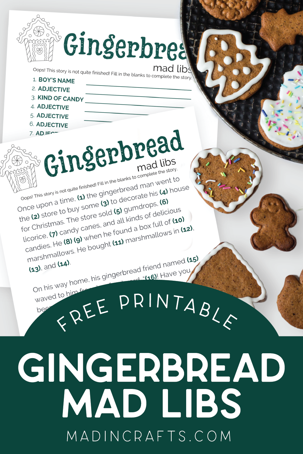 gingerbread themed printables near gingerbread cookies