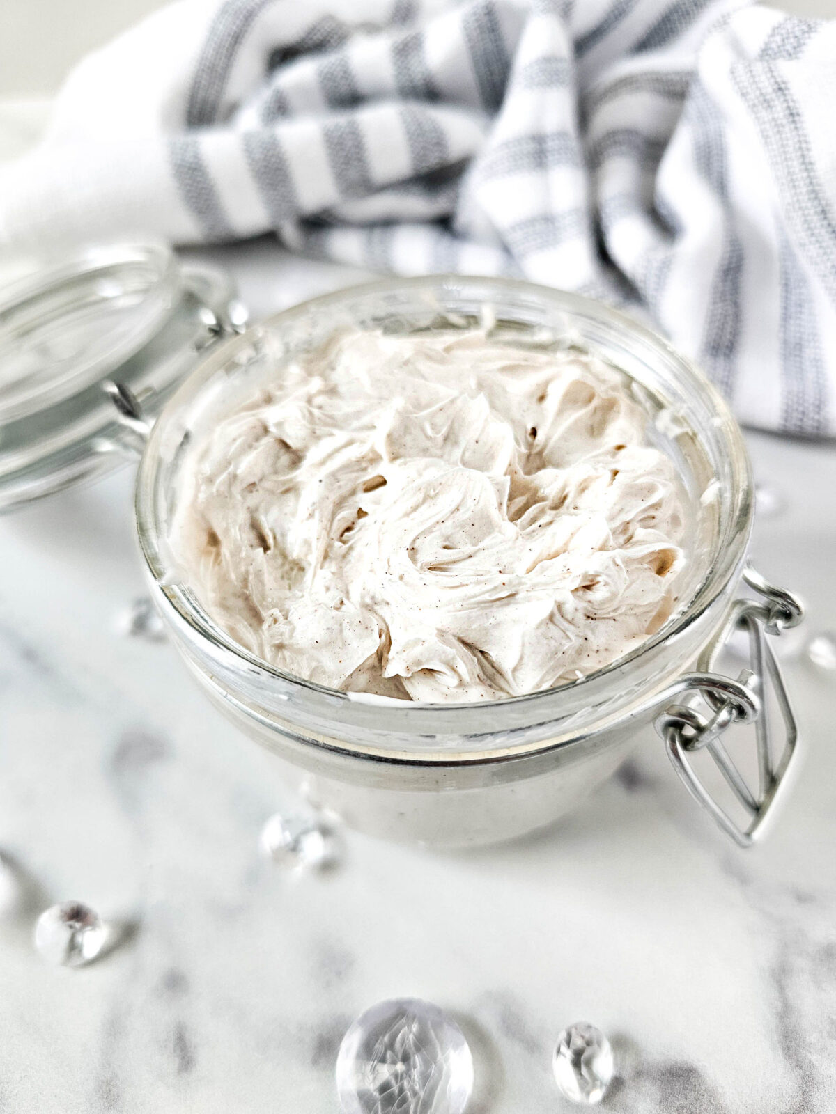 homemade whipped body butter in a resealable jar