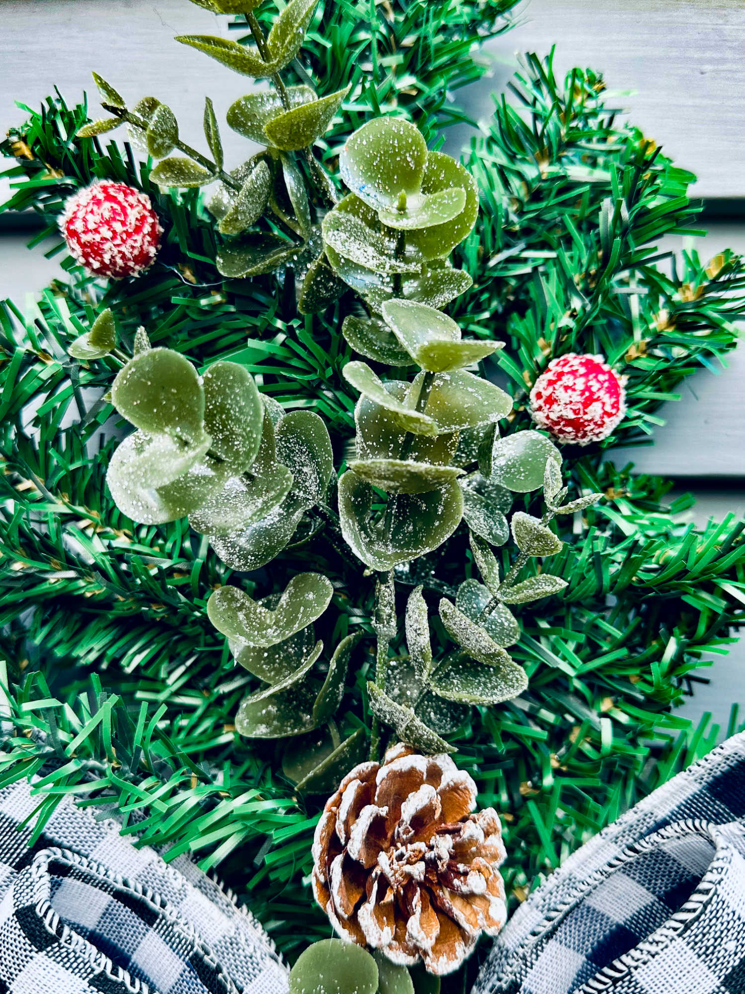 dollar tree floral sprigs on a wreath