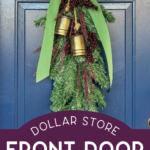 homemade Christmas swag on a blue door