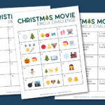 three Christmas game printables on a blue background