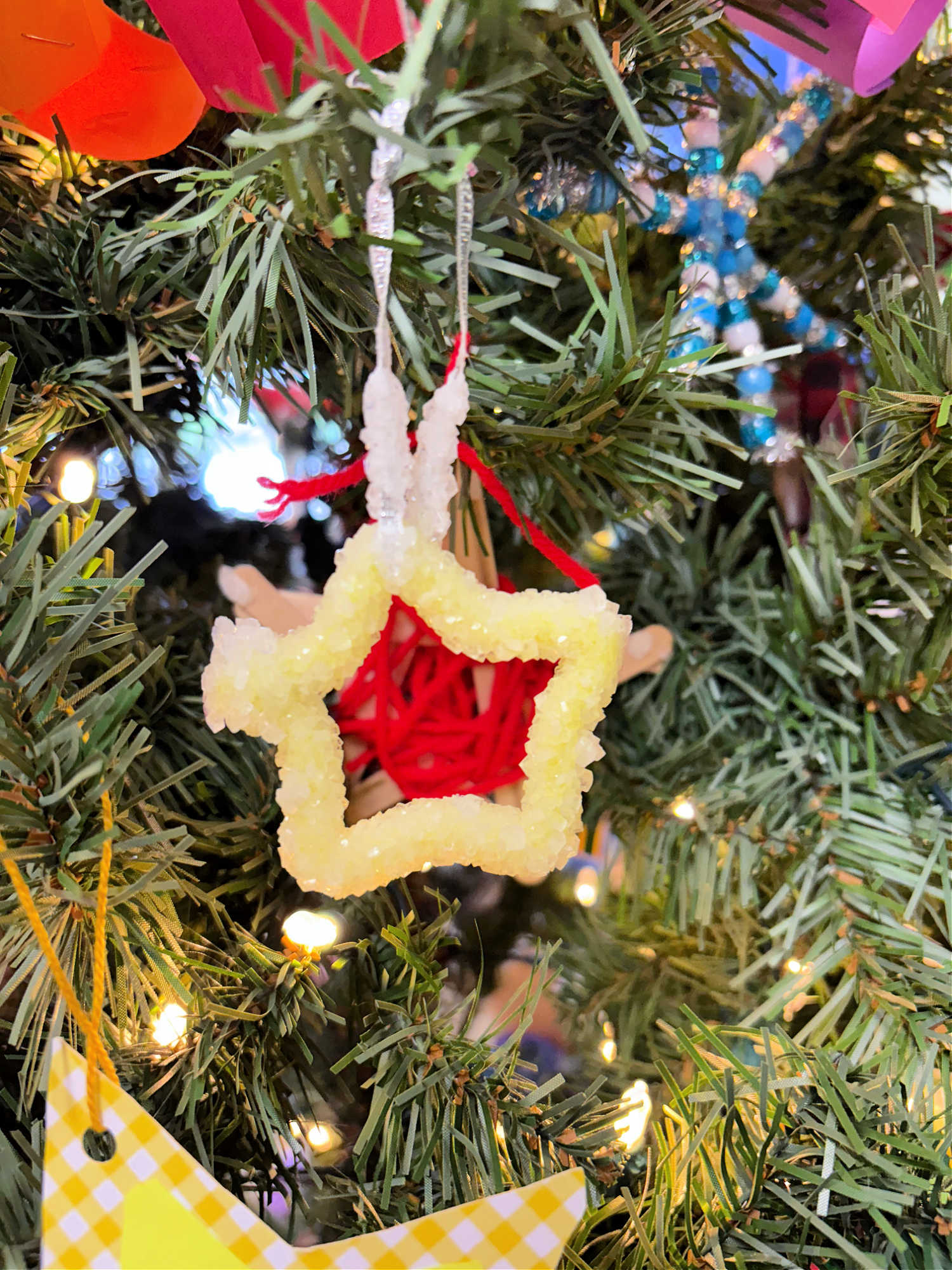 borax star ornament on a tree